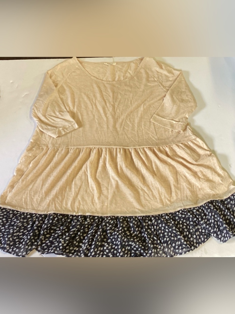 Before You Collection Tan Tunic With Floral Details On Sheer